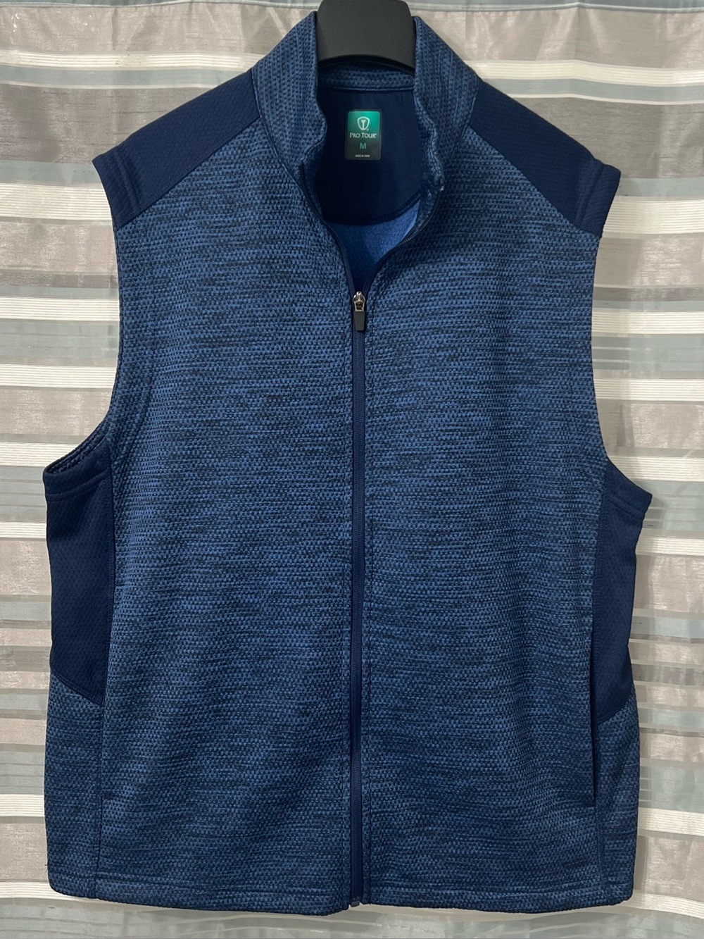 Pro Tour Men's Navy Full-Zip Textured Performance Golf Vest